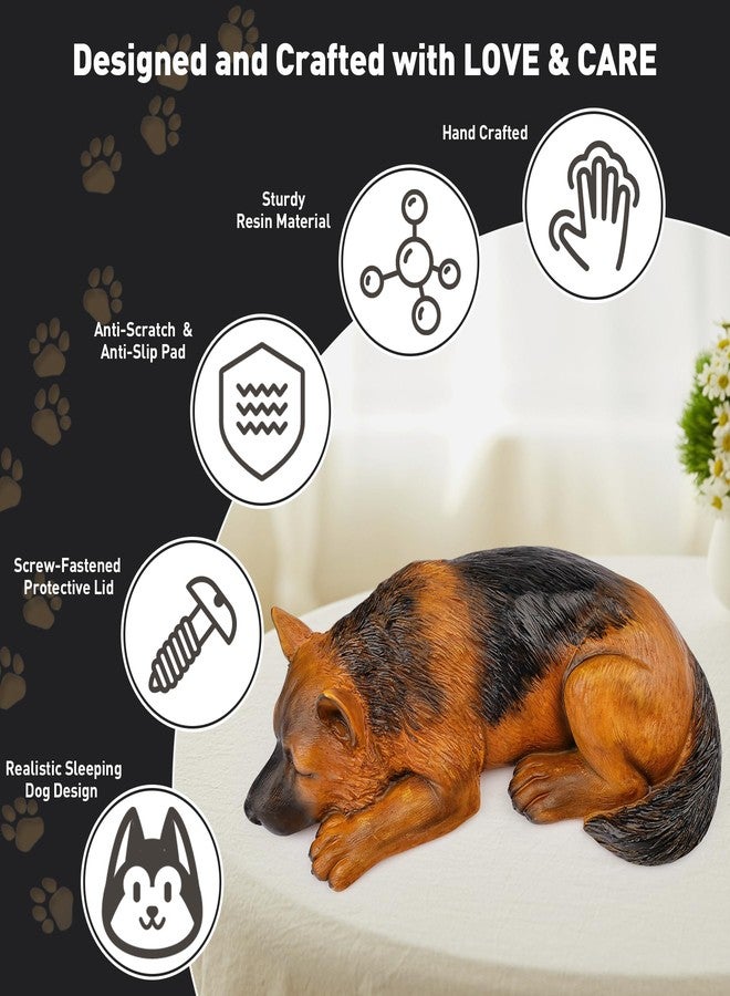 VIPbuy Dog Urn for Ashes - Pet Memorial Cremation Urn, Wooden Carving Style Resin Handcrafted German Shepherd Figurine, Pet Loss Sympathy Gift Home Decor - Image 3